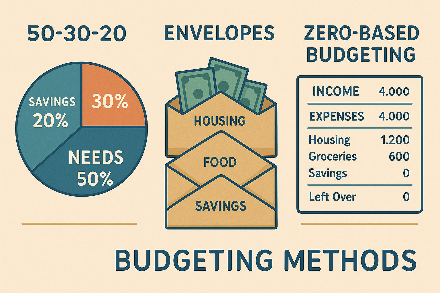 Alt text: Infographic comparing budgeting methods